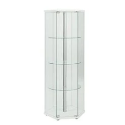 4-shelf Hexagon Shaped Curio Cabinet White And Clear 950001 7 4-shelf Hexagon Shaped Curio Cabinet White And Clear 950001 -Best Furniture Store 312NviG6R9L