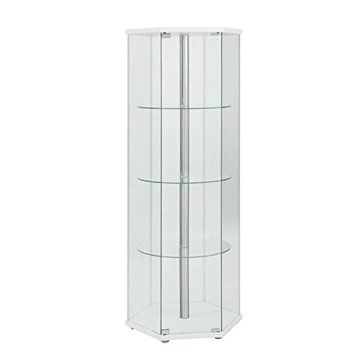 4-shelf Hexagon Shaped Curio Cabinet White And Clear 950001 4 4-shelf Hexagon Shaped Curio Cabinet White And Clear 950001 - Image 4