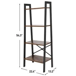Nouva 4 Tier Ladder Shelf, Industrial Bookshelf Free Standing Steel Frame Open Display Rack Shelf Wooden Shelf For Living Room Bedroom Kitchen Home Office Bathroom Garage, Rustic Brown 9 Nouva 4 Tier Ladder Shelf, Industrial Bookshelf Free Standing Steel Frame Open Display Rack Shelf Wooden Shelf For Living Room Bedroom Kitchen Home Office Bathroom Garage, Rustic Brown -Best Furniture Store 312m9cl0DyL