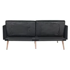 QHITTY Velvet Couch, Accent Sofa Couch Sleeper Loveseat Sofa Bed With Rose Gold Metal Feet And 2 Pillows For Living Room, Office (Black) 20 QHITTY Velvet Couch, Accent Sofa Couch Sleeper Loveseat Sofa Bed With Rose Gold Metal Feet And 2 Pillows For Living Room, Office (Black) -Best Furniture Store 312oR77haWL