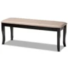 BOWERY HILL Transitional Sand Fabric And Dark Brown Finished Wood Dining Bench