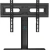 PERLESMITH Universal Swivel TV Stand-Table Top TV Stand For 32-60 Inch TV-Height Adjustable TV Base With Heavy-Duty Tempered Glass Base, VESA 400x400mm Up To 88lbs, PSTVS17