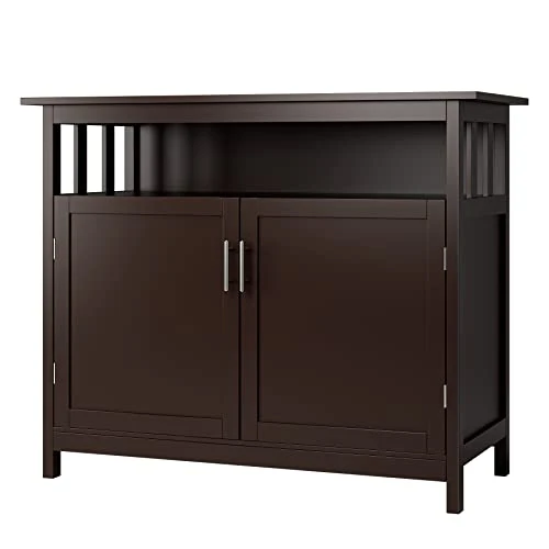 ITUSUT Buffet Cabinet, Kitchen Sideboard With Storage, Freestanding Side Accent Cabinet with 2 Doors, Coffee Bar Cabinet for Living Room, Hallway, Bathroom Brown 4 ITUSUT Buffet Cabinet, Kitchen Sideboard With Storage, Freestanding Side Accent Cabinet with 2 Doors, Coffee Bar Cabinet for Living Room, Hallway, Bathroom Brown - Image 4