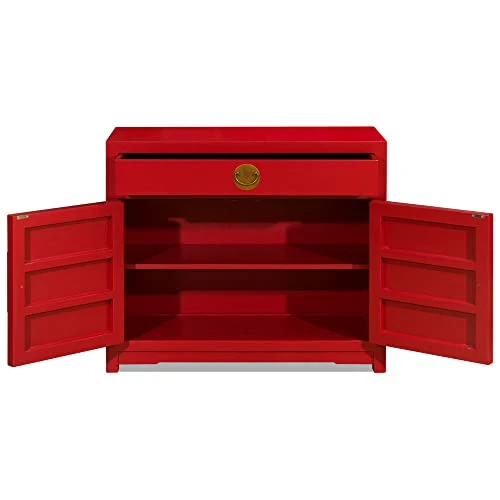 ChinaFurnitureOnline Elmwood Chinese Ming Cabinet, Matte Red 1 ChinaFurnitureOnline Elmwood Chinese Ming Cabinet, Matte Red