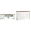 Cottage Road L-Desk, L: 65.11" X W: 58.66" X H: 29.76", Soft White Finish & Cottage Road Dresser, L: 56.77" X W: 19.29" X H: 35.35", Soft White Finish