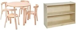 ECR4Kids Bentwood Round Table And Curved Back Chair Set, Kids Furniture, Natural, 5-Piece -Best Furniture Store 313siMjAJKL. AC