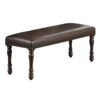 Benjara Nailhead Trim Faux Leather Dining Bench With Turned Legs, Brown