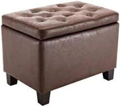 Wovenbyrd Classic 24-Inch Wide Rectangular Tufted Storage Ottoman Footstool With Hinged Lid, Cream Fabric -Best Furniture Store 314V7bkATmL. AC