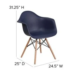 Flash Furniture Alonza Series Navy Plastic Chair With Wooden Legs -Best Furniture Store 314zV0tc7nL