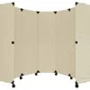 Versare MP10H Portable Folding Economical Partition | 5 Panels | Adjustable Widths | Freestanding Room Divider On Wheels | Beige 10' Wide X 6'10'' Tall