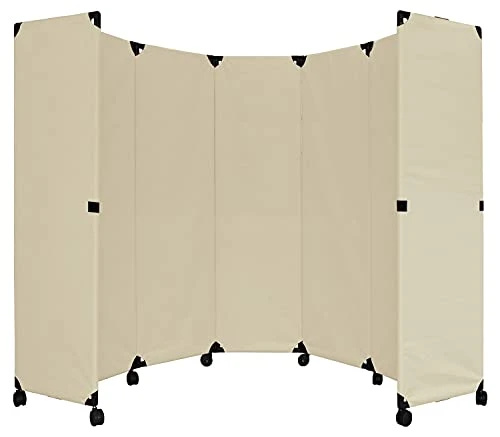 Versare MP10H Portable Folding Economical Partition | 5 Panels | Adjustable Widths | Freestanding Room Divider On Wheels | Beige 10' Wide X 6'10'' Tall 1 Versare MP10H Portable Folding Economical Partition | 5 Panels | Adjustable Widths | Freestanding Room Divider On Wheels | Beige 10' Wide X 6'10'' Tall