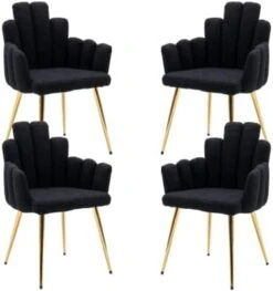 CIMOTA Black Dining Chairs Set Of 2 Velvet Upholstered Comfy Living Room Chairs Modern Finger Shape Back Vanity Chair With Arms For Makeup Room/Bedroom, 2PCS -Best Furniture Store 315cRnL5bL. AC