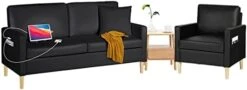 TYBOATLE Modern Faux Leather Living Room Furniture Sectional Sofa Sets 2 Pieces, Loveseat Couch W/ 2 USB Charging Ports And Comfy Accent Arm Chair For Small Space, Apartment, Office, Studio (Black) 14 TYBOATLE Modern Faux Leather Living Room Furniture Sectional Sofa Sets 2 Pieces, Loveseat Couch W/ 2 USB Charging Ports And Comfy Accent Arm Chair For Small Space, Apartment, Office, Studio (Black) -Best Furniture Store 315iP1pJEL. AC