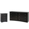 Contemporary 2 Piece Bedroom Set With Bedroom Dresser And 3-Drawer Nightstand In Black