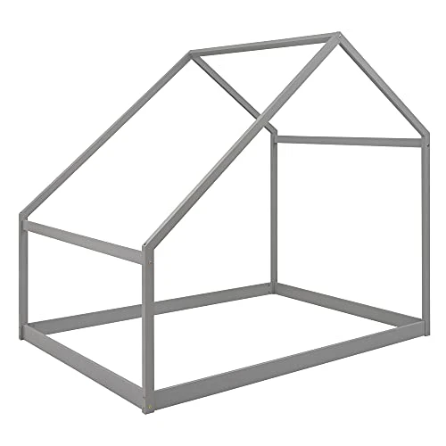 Harper&Bright Designs House Bed Full Size For Kids ,Wooden House Floor Bed , Simplistic Kids House Full Bed Frame For Toddlers, Girls, Boys ,Box Spring Needed,Grey 4 Harper&Bright Designs House Bed Full Size For Kids ,Wooden House Floor Bed , Simplistic Kids House Full Bed Frame For Toddlers, Girls, Boys ,Box Spring Needed,Grey - Image 4