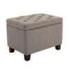 Wovenbyrd Classic 24-Inch Wide Rectangular Tufted Storage Ottoman Footstool With Hinged Lid, Gray Fabric