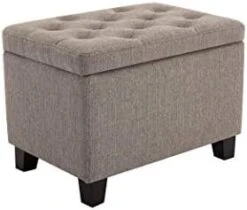 Wovenbyrd Classic 24-Inch Wide Rectangular Tufted Storage Ottoman Footstool With Hinged Lid, Cream Fabric -Best Furniture Store 316Jz4BdllL. AC