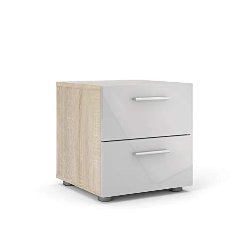 Contemporary 3 Piece Bedroom Set With Two Nightstands And 8 Drawer Double Dresser In Oak And White Gloss 1 Contemporary 3 Piece Bedroom Set With Two Nightstands And 8 Drawer Double Dresser In Oak And White Gloss