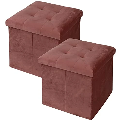 NO MORE TAG Storage Ottoman Cubes, Folding Ottoman Seat Set Of 2, Ottoman Foot Rest, Small Velvet Ottomans, Short Ottoman Stools, Velvet Tufted Folding Ottomans With Lid, Dark Red 1 NO MORE TAG Storage Ottoman Cubes, Folding Ottoman Seat Set Of 2, Ottoman Foot Rest, Small Velvet Ottomans, Short Ottoman Stools, Velvet Tufted Folding Ottomans With Lid, Dark Red