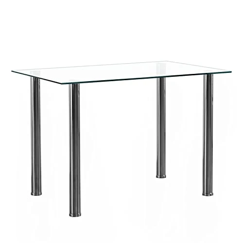 Karl Home Modern Tempered Glass Dining Table, Kitchen & Dining Room Glass Tables With 4 Heavy-Duty Metal Legs, 200lbs Capacity, 43.3" L X 27.6" W X 28.9" H (Glass) 1 Karl Home Modern Tempered Glass Dining Table, Kitchen & Dining Room Glass Tables With 4 Heavy-Duty Metal Legs, 200lbs Capacity, 43.3" L X 27.6" W X 28.9" H (Glass)