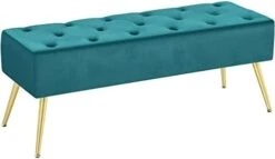 Yaheetech Modern Ottoman Bench Velvet Bench Upholstered Footrest With Gold Metal Legs And Padded Seat Gray -Best Furniture Store 316h9jVq9L. AC 1