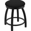 Misha Swivel Vanity Stool, 18" Seat Height, Black Vinyl