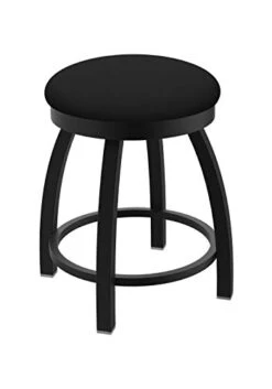 Misha Swivel Vanity Stool, 18" Seat Height, Black Vinyl