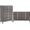 2 Piece Set With Wood 6-Drawer Dresser & 5-Drawer Chest In Dark Gray