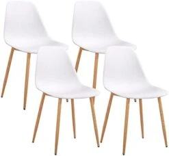 CangLong Washable PU Cushion Seat Back, Mid Century Metal Legs For Kitchen Dining Room Side Chair, Set Of 4, Brown -Best Furniture Store 3178L4hk7ZL. AC