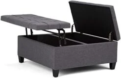 SIMPLIHOME Harrison 36 Inch Wide Square Coffee Table Lift Top Storage Ottoman In Upholstered Slate Grey Tufted Linen Look Fabric For The Living Room, Transitional 20 SIMPLIHOME Harrison 36 Inch Wide Square Coffee Table Lift Top Storage Ottoman In Upholstered Slate Grey Tufted Linen Look Fabric For The Living Room, Transitional -Best Furniture Store 317IUlJV0yL. AC
