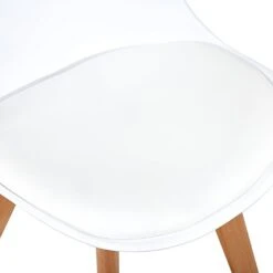 LSSBOUGHT Modern Style Dining Chairs,Shell Lounge Plastic Chair With Soft Padded Seat And Solid Wooden Legs Set Of 4 (White) -Best Furniture Store 317N4SssGwL