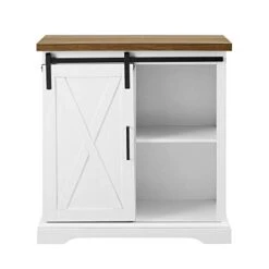 Walker Edison Abbey Modern Farmhouse Sliding X Barn Door Accent Console, 32 Inch, White -Best Furniture Store 317NTvQ8rKL