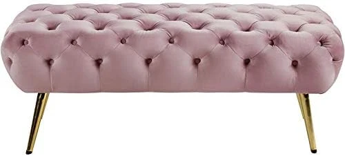 Meridian Furniture Amara Collection Modern | Contemporary Navy Velvet Upholstered Bench With Deep Button Tufting, Stainless Steel Legs With Gold Finish, 48" W X 20.5" D X 19" H, 6 Meridian Furniture Amara Collection Modern | Contemporary Navy Velvet Upholstered Bench With Deep Button Tufting, Stainless Steel Legs With Gold Finish, 48" W X 20.5" D X 19" H, - Image 6