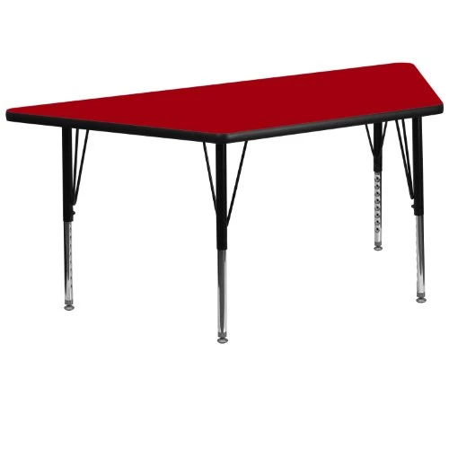 Flash Furniture 29''W X 57''L Trapezoid Red Thermal Laminate Activity Table - Height Adjustable Short Legs 1 Flash Furniture 29''W X 57''L Trapezoid Red Thermal Laminate Activity Table - Height Adjustable Short Legs