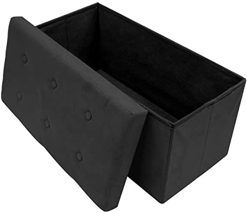 Sorbus Storage Ottoman Bench – Collapsible/Folding Bench Chest With Cover – Perfect Toy And Shoe Chest, Hope Chest, Pouffe Ottoman, Seat, Foot Rest, – Contemporary Faux Suede (Black) 3 Sorbus Storage Ottoman Bench – Collapsible/Folding Bench Chest With Cover – Perfect Toy And Shoe Chest, Hope Chest, Pouffe Ottoman, Seat, Foot Rest, – Contemporary Faux Suede (Black) - Image 3