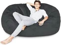 Lumaland Luxurious Giant 7ft Bean Bag Chair With Microsuede Cover - Ultra Soft, Foam Filling, Washable Jumbo Bean Bag Sofa For Kids, Teenagers, Adults - Sack Chair For Dorm, Family Room - Dark Grey 21 Lumaland Luxurious Giant 7ft Bean Bag Chair With Microsuede Cover - Ultra Soft, Foam Filling, Washable Jumbo Bean Bag Sofa For Kids, Teenagers, Adults - Sack Chair For Dorm, Family Room - Dark Grey -Best Furniture Store 3195VSiUWNL. AC