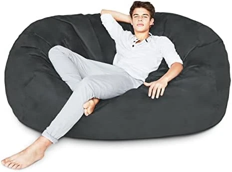Lumaland Luxurious Giant 7ft Bean Bag Chair With Microsuede Cover - Ultra Soft, Foam Filling, Washable Jumbo Bean Bag Sofa For Kids, Teenagers, Adults - Sack Chair For Dorm, Family Room - Dark Grey 7 Lumaland Luxurious Giant 7ft Bean Bag Chair With Microsuede Cover - Ultra Soft, Foam Filling, Washable Jumbo Bean Bag Sofa For Kids, Teenagers, Adults - Sack Chair For Dorm, Family Room - Dark Grey - Image 7