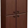 4-Door Corner Armoire For Small Space With Adjustable Shelves, Royal Cherry