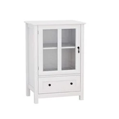 RASOO Kicthen Storage Cabinet White Modern Glass Door With Shelf And Drawer Sideboard Buffet Cabinet Entryway Cabinet, 22.05" X 14.37" X 31.7"H -Best Furniture Store 319ubVw3wwL