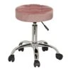 , Nora Metal Adjustable Backless Vanity/Office Stool With Casters For Makeup Room Or Bathroom, Dusty Pink