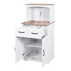 UFINEGO Kitchen Storage Cabinet Pantry Cabinet, White Storage Cupboard Pantry With 2 Doors, 2 Drawers & Microwave Shelf, Freestanding Kitchen Storage Buffet -Best Furniture Store 31BGliP1fiL