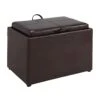 Convenience Concepts Designs4Comfort Accent Storage Ottoman With Reversible Tray, Espresso Faux Leather 22.75 X 15.75 X 16