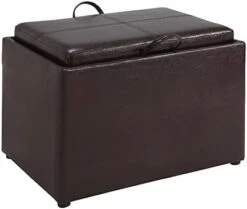Convenience Concepts Designs4Comfort Accent Storage Ottoman With Reversible Tray, Espresso Faux Leather 22.75 X 15.75 X 16 -Best Furniture Store 31Bm2nbQdBL. AC