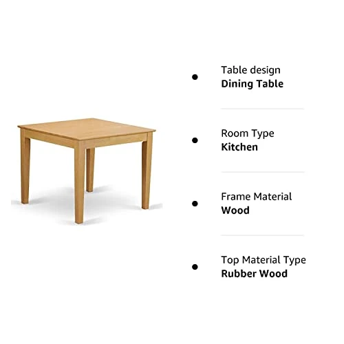 East West Furniture Modern Dining OxT-OAK-T Mid Century Table Square Tabletop Finish, 36 X 30 4 East West Furniture Modern Dining OxT-OAK-T Mid Century Table Square Tabletop Finish, 36 X 30 - Image 4