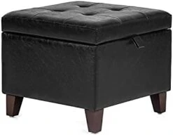 Furnistar 24” Rectangular Faux-Leather Storage Ottoman Bench For Bedroom/Living Room,Black -Best Furniture Store 31C89KslXL. AC