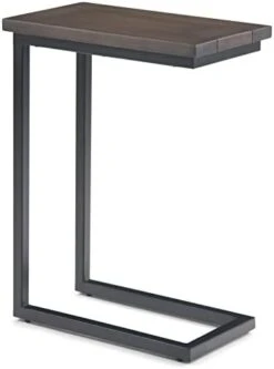 SIMPLIHOME Skyler SOLID MANGO WOOD And Metal 18 Inch Wide Rectangle Industrial C Side Table In Dark Cognac Brown, Fully Assembled, For The Living Room And Bedroom -Best Furniture Store 31CIbfYDBIL. AC