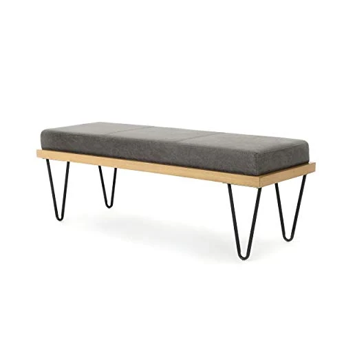 Christopher Knight Home Elisha Industrial Modern Microfiber Bench, Slate / Matte Black 1 Christopher Knight Home Elisha Industrial Modern Microfiber Bench, Slate / Matte Black