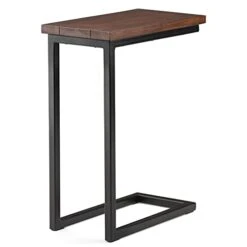 SIMPLIHOME Skyler SOLID MANGO WOOD And Metal 18 Inch Wide Rectangle Industrial C Side Table In Dark Cognac Brown, Fully Assembled, For The Living Room And Bedroom -Best Furniture Store 31CdKyA1x3L