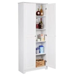 VINGLI 72” White Pantry Cabinets, Tall Kitchen Pantry Storage Cabinet With Doors And Adjustable Shelves, Kitchen Cupboard For Dinning Room, Laundry & Utility Room, Apartment