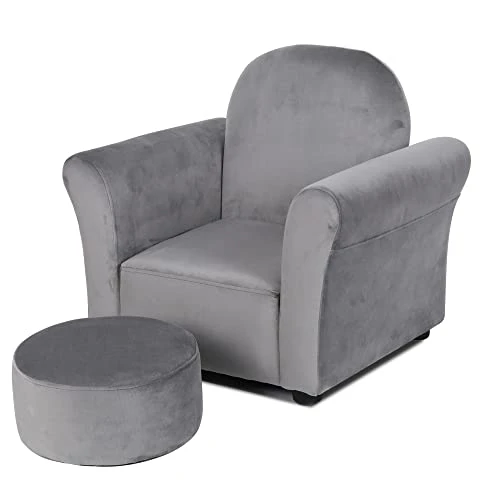 Bonrcea Kids Armchair,Sofa Chair,Toddler Couch Chair, Upholstered Chair With Ottoman (Grey) 2 Bonrcea Kids Armchair,Sofa Chair,Toddler Couch Chair, Upholstered Chair With Ottoman (Grey) - Image 2